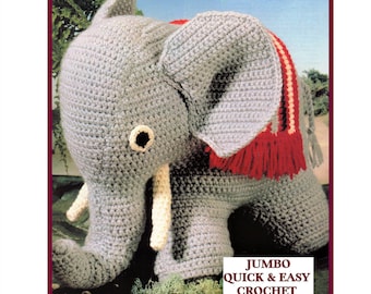 Vintage Crochet Pattern - Download PDF Jumbo Elephant Toy Easy Crochet DOWNLOAD In ENGLISH only