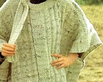 Knitting Pattern - Aran Isle Cape/Poncho womens Winter Knit Download PDF