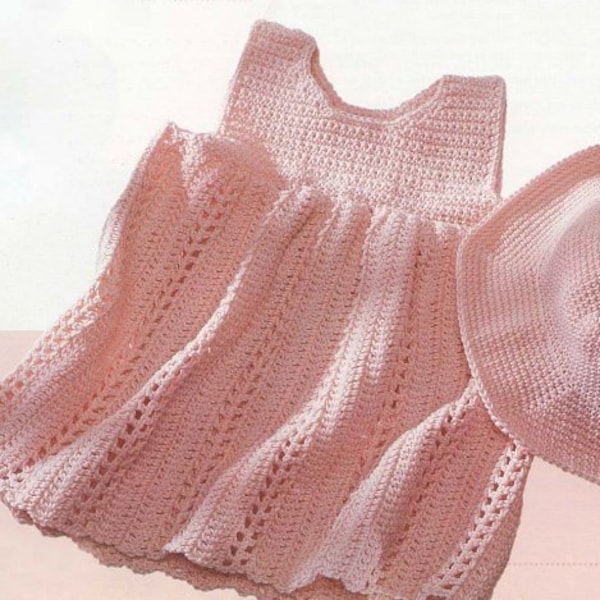 CROCHET PATTERN - Baby Sundress//Dress and Hat - PDF - Bebe Easy make - Birth to 12 months