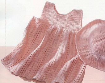 CROCHET PATTERN - Baby Sundress//Dress and Hat - PDF - Bebe Easy make - Birth to 12 months