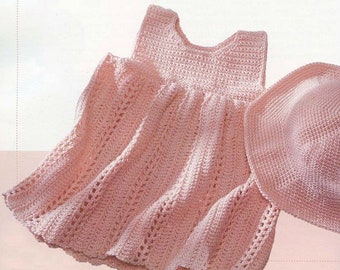 CROCHET PATTERN - Baby Sundress//Dress and Hat - PDF - Bebe Easy make - Birth to 12 months