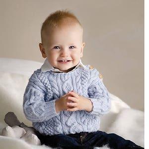 Knitting Pattern PDF - Cable Knit Baby Sweater - birth to 12 months. ENGLISH language only