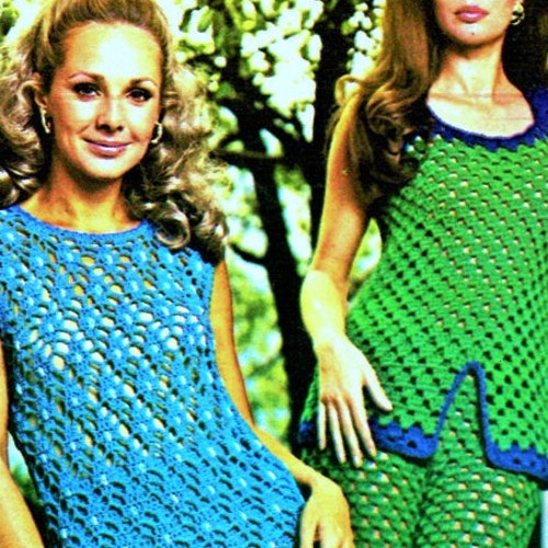 Digital Download Retro 70s Crochet PATTERN PDF Ladies Blue - Etsy