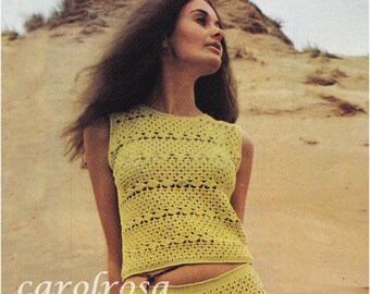 INSTANT Download PDF Crochet Pattern - Retro 70s Mod Crop Top and Pants/Trousers UK sizes 10 and 12 Download