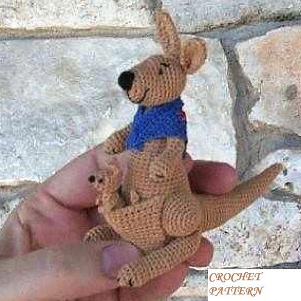Crochet Pattern - Mama Kangaroo and Joey Baby - Easy crochet Baby Stuffed Toy Pattern Amigurumi