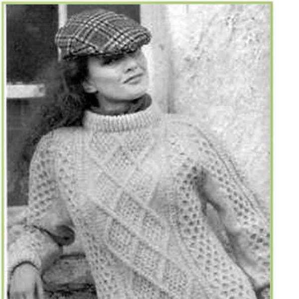 Vintage KNITTING PATTERN - Irish Sweater for Women or Men Aran Cable Fisherman Knit Pullover PDF download