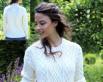 Knitting Pattern Ladies Aran Sweater - Sizes 32 - 40 inch bust Download PDF