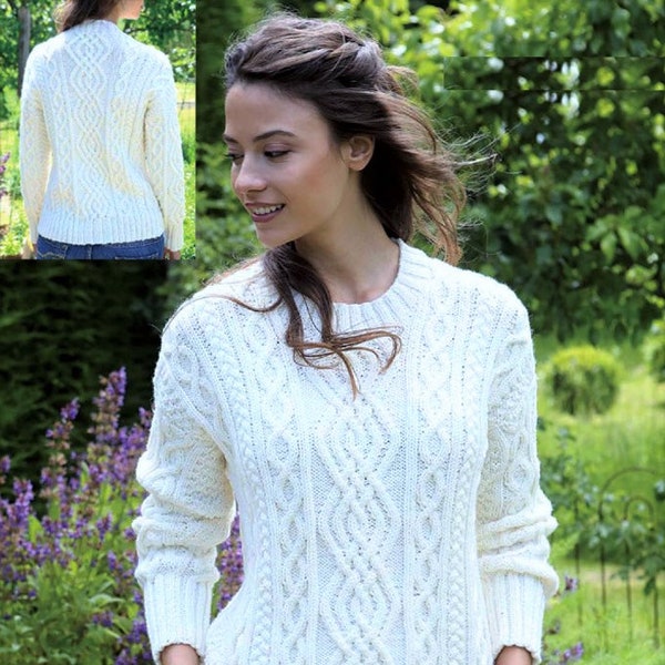 Knitting Pattern Ladies Aran Sweater - Sizes 32 - 40 inch bust Download PDF