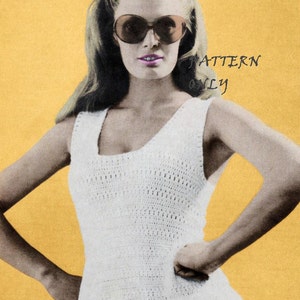 Vintage Retro CROCHET PATTERN Tennis Dress - Summer Mini Party Dress PDF Download