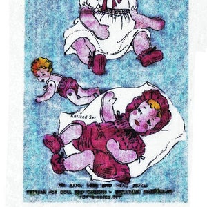PDF Download - Stuffed Cloth Baby Doll - Moveable head and limbs PLUS Knitting patterns for layette