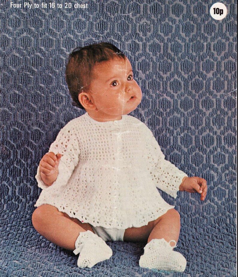 Baby CROCHET PATTERN Matinee Set Jacket/coat/sweater Etsy