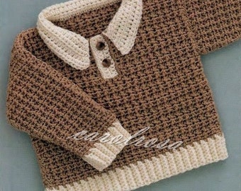 Crochet Pattern - Pullover/Sweater/Jumper - Sizes 6, 12 and 18 mos - Baby Bebe Child pattern