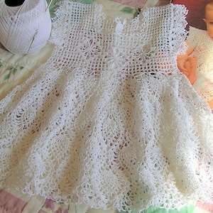 Crochet Pattern Filet Thread Crochet Baby Dress Pineapples Diamonds 6 months size Immediate download PDF Bild 1