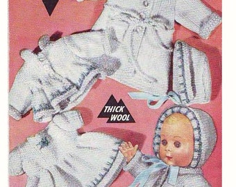 Doll KNITTING PATTERN - Complete Layette dolls clothing 10 inch doll
