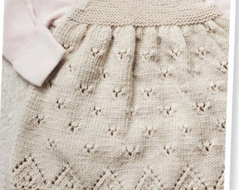 PDF Knitting Pattern - Baby Girls Eyelet Pinafore Dress (Birth-24mths) - Perfect for Summer LI Instant Download ENGLISH plus pattern support