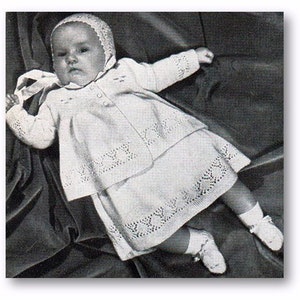 Baby Knitting Pattern  - Baby  - Layette Coat Dress Matinee Jacket Bonnet Booties Mitts Vest