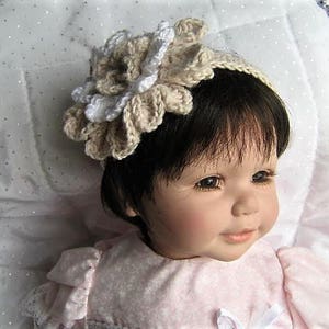 NEW DESIGN Orchid Headband and Flower Crochet Pattern Fully adjustable to suit any size Perfect for Christening image 4