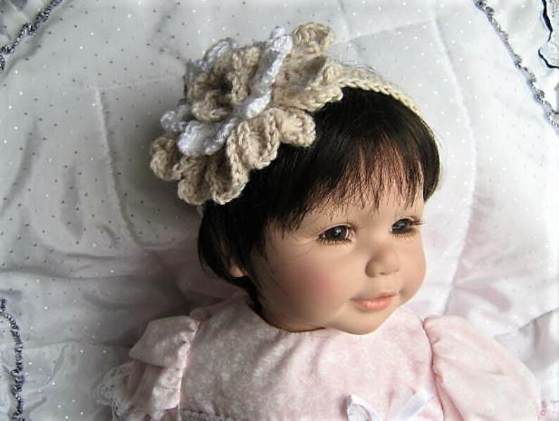 NEW DESIGN Orchid Headband and Flower Crochet Pattern Fully adjustable to suit any size Perfect for Christening image 4