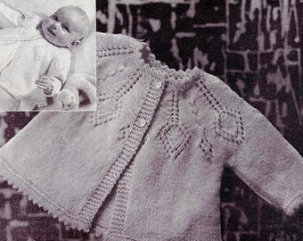 Vintage Knitting Pattern for THREE Baby Matinee Coats/Cardigans/Jackets 0 to 6 months Download PDF