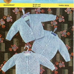 Vintage Knitting PATTERN - 3 Cardigans to fit 18 to 20 inch chest PDF download DK 8390