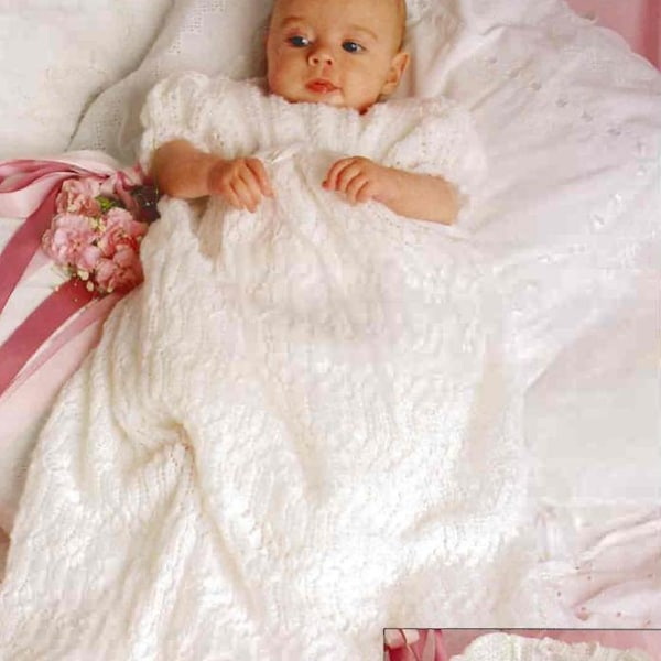 Baby Knitting PATTERN - Bebe Dress and Christening/Blessing Robe 18 inches - 2 ply