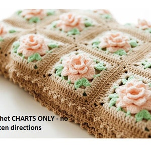 Crochet Pattern Blanket -  Beautiful and Unique Afghan with Roses - CHARTS ONLY