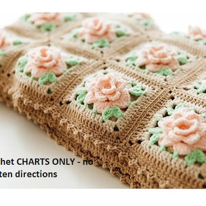 Crochet Pattern Blanket -  Beautiful and Unique Afghan with Roses - CHARTS ONLY