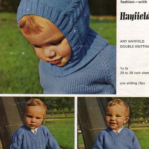 BABY KNITTING Pattern PDF download - Helmet and 2 Sweaters - 20 - 26 inch chest