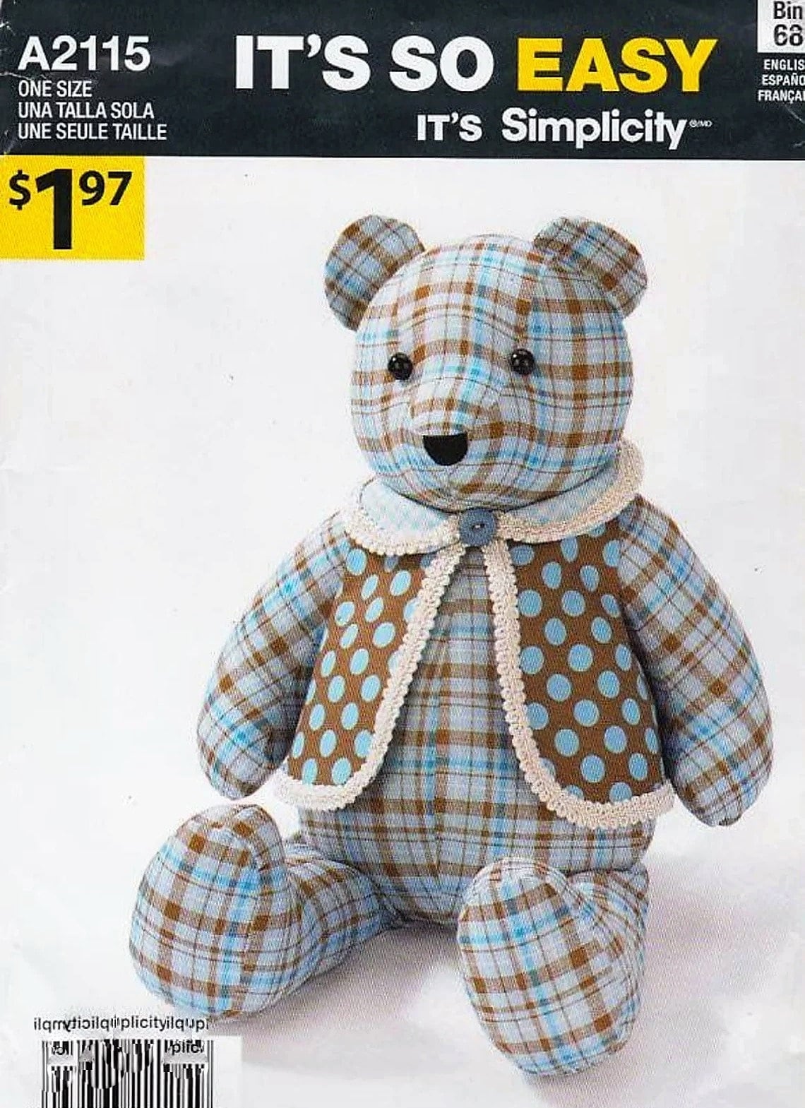 Memory Bear Pattern Easy 14 Sewing Pattern Simple Bear Pattern Sewing  Pattern PDF Teddy Bear Pattern Keepsake Bear PDF Pattern Vintage Bear 