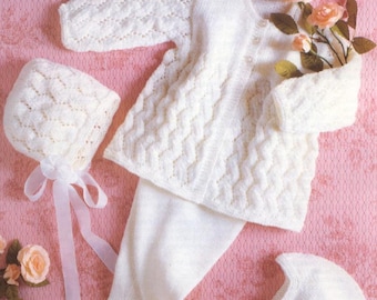 Baby Knitting PATTERN Baby Set Coat/Jacket, Leggings, Bonnet, Helmet