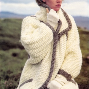 Knitting Pattern PDF download  - Ladies Super Chunky Coat - 30 to 40 in chest  - Aran style Jacket//Coat//Cardigan ENGLISH only