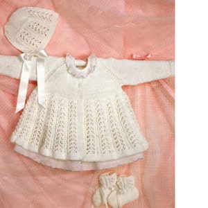Baby KNITTING PATTERN - Coat, Bonnet and Booties/Bootees fits 18 inch - Easy Knit DOWNLOAD