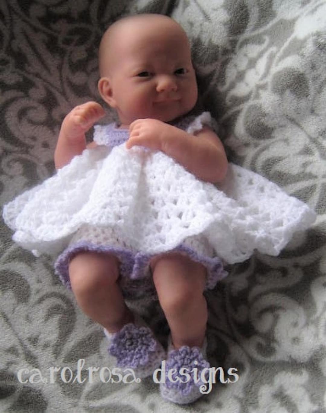 crochet preemie dress free pattern Crochet Pattern - Baby Doll or Preemie Baby Dress, Bloomers and Flower  Shoes - 14 Inch Height