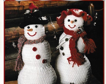 Crochet Pattern Snow Friends Snowman and Woman 14 ins tall PDF