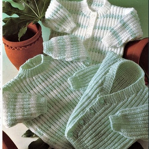 Knitting Pattern PDF - Baby Sweater/Cardigans 3 designs easy knit - 0-6 months up to 18-24 months included DOWNLOAD