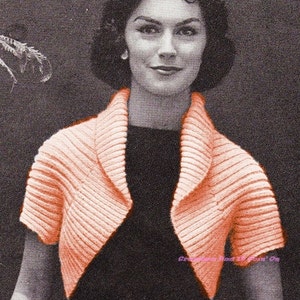 1950's Simple Shrug Bolero - Knitting Pattern - Easy to Knit