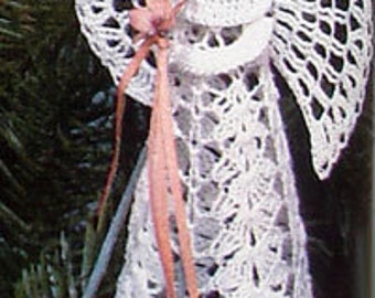 PDF Instant Download Crochet Pattern to make Standing Lace Angel Christmas Tree Decoration Ornament