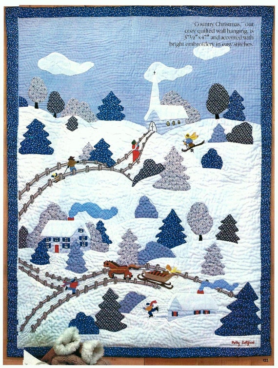 Christmas Village Appliqué QUILT PATTERN Victorian Winter Old Fashioned  Village Scene 37 x 47 PDF download