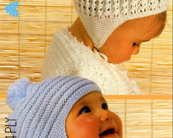 Download PDF  Baby Knitting Pattern  - Bonnet and Helmet in 4 sizes Newborn to 10 years 3072 ENG language