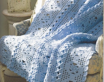 Crochet Join as You Go Afghan blanket - Stunning Filet design in panels -  instant download crochet pattern