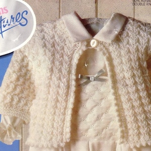 Baby Knitting PATTERN - Matinee Jacket/Sweater in DK 16 - 20 inches PDF download