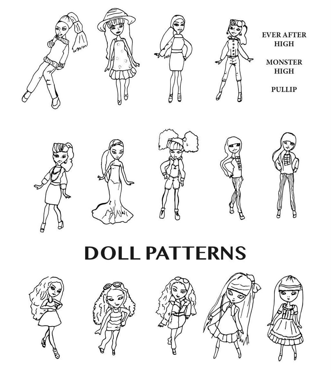 15 Monster High Ever After High Pullip Sewing Patterns PDF | Etsy