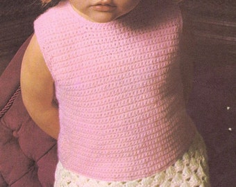 download PDF -  CROCHET Pattern - Child's dress with dropped waist - Very Retro and on Trend