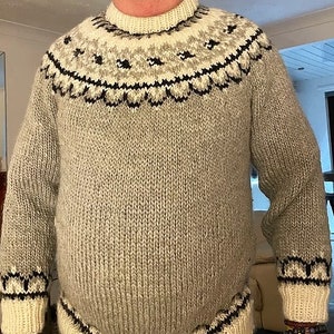 Knitting PATTERN Nordic Fair Isle Icelandic Sweater Ladies/Mens Traditional style 34-44 in chest finished ENGLISH only image 2