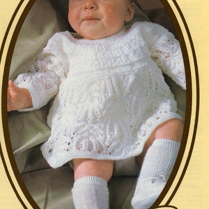 Knitting PATTERN for Baby dress in 3ply -18 to 20 inch - Christening Blessing Day Baptism heirloom DOWNLOAD PDF