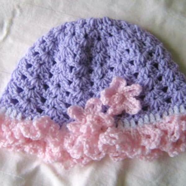 Crochet Pattern - Melody - Baby Hat//Cloche//Bonnet//Bebe Hat and flower -