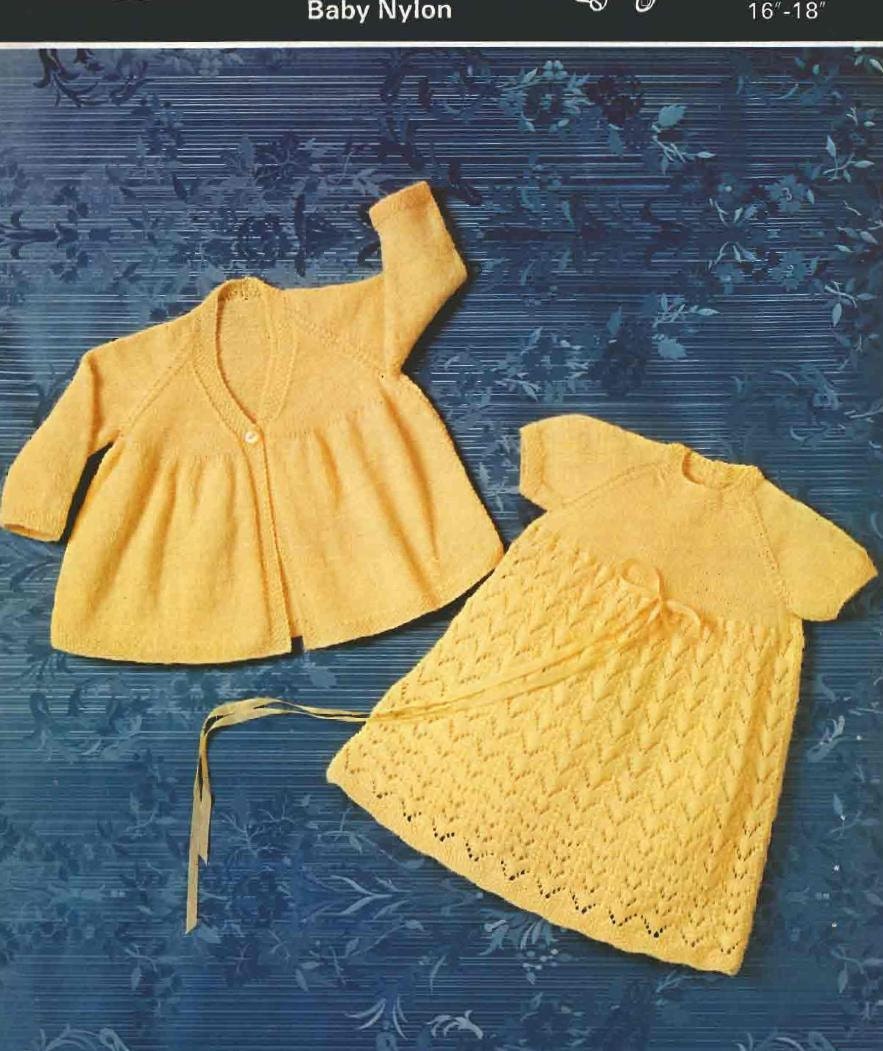 VINTAGE Baby Knitting PATTERN Baby Dress and Coat 16 to 18 Etsy