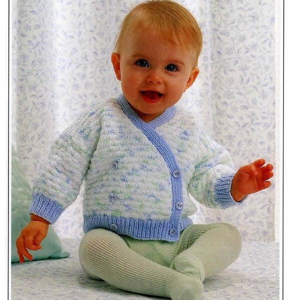 Almost FREE Knitting Pattern - Baby Crossover Cardigan/Jacket - 4ply - 16,18 and 20 inch chest