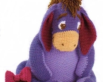 Crochet Pattern PDF to make A Cute Eeyore A Stuffed Plush Soft Body Toy Animal 17-18&quot; Seated ALMOST FREE English language