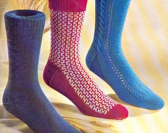 Socks, Adult Socks, Mens And Women's, Approx. 14 Designs, Knitting Pattern, PDF Instant Download, , Full Pattern Book